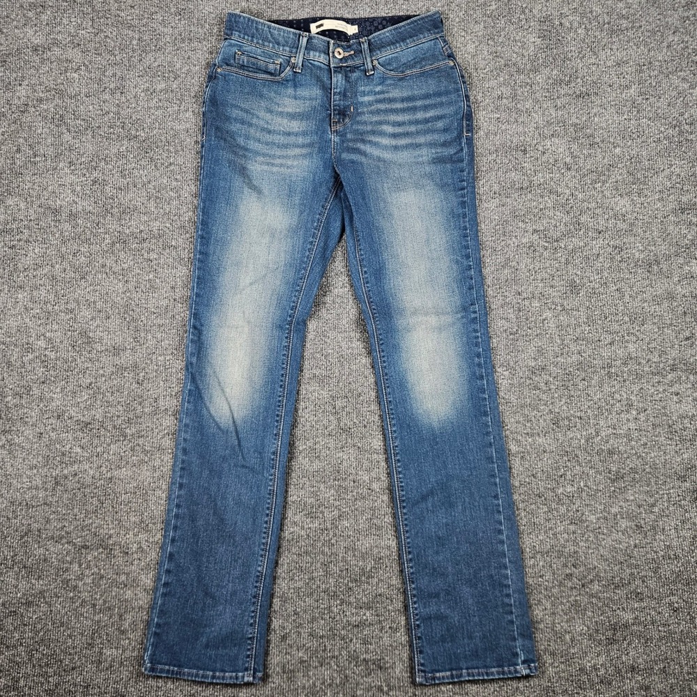 Levis 525 Perfect Waist Straight Leg Jeans Womens 4 Dark Wash Blue Denim Stretch